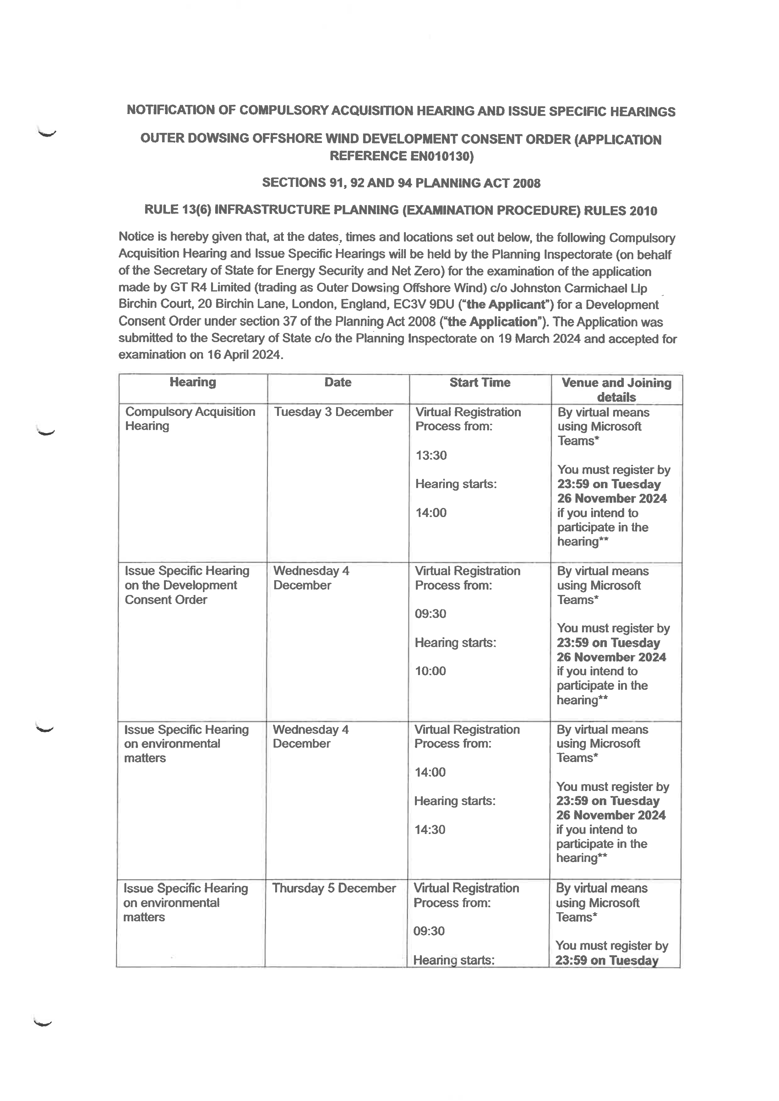 Outer dowsing offshore wind development consent order page 1