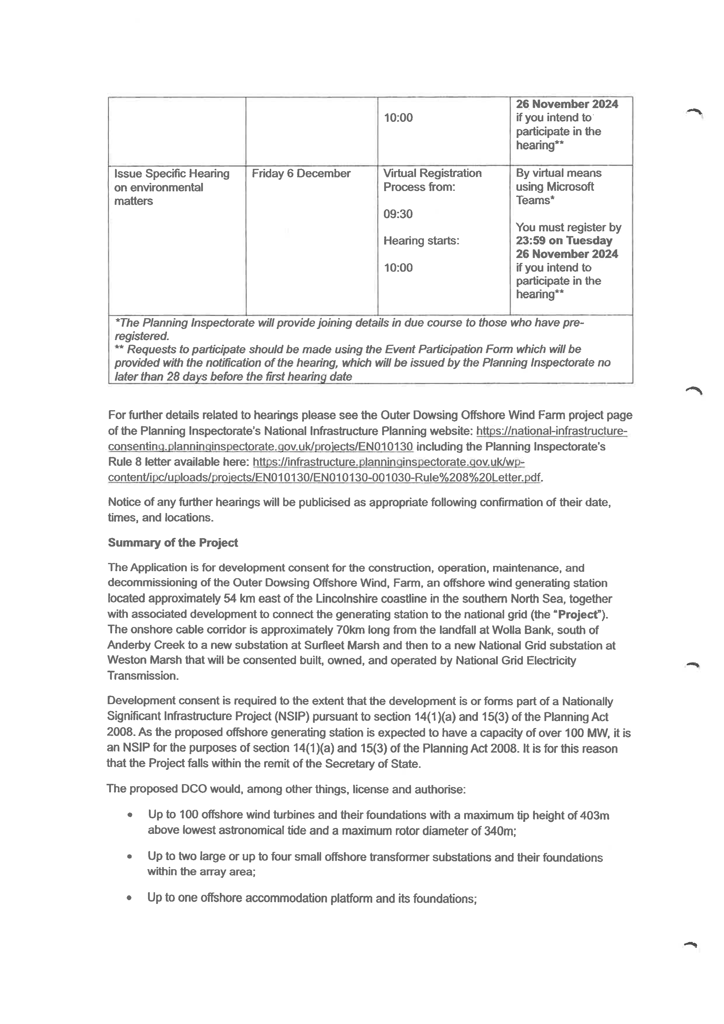 Outer dowsing offshore wind development consent order page 2