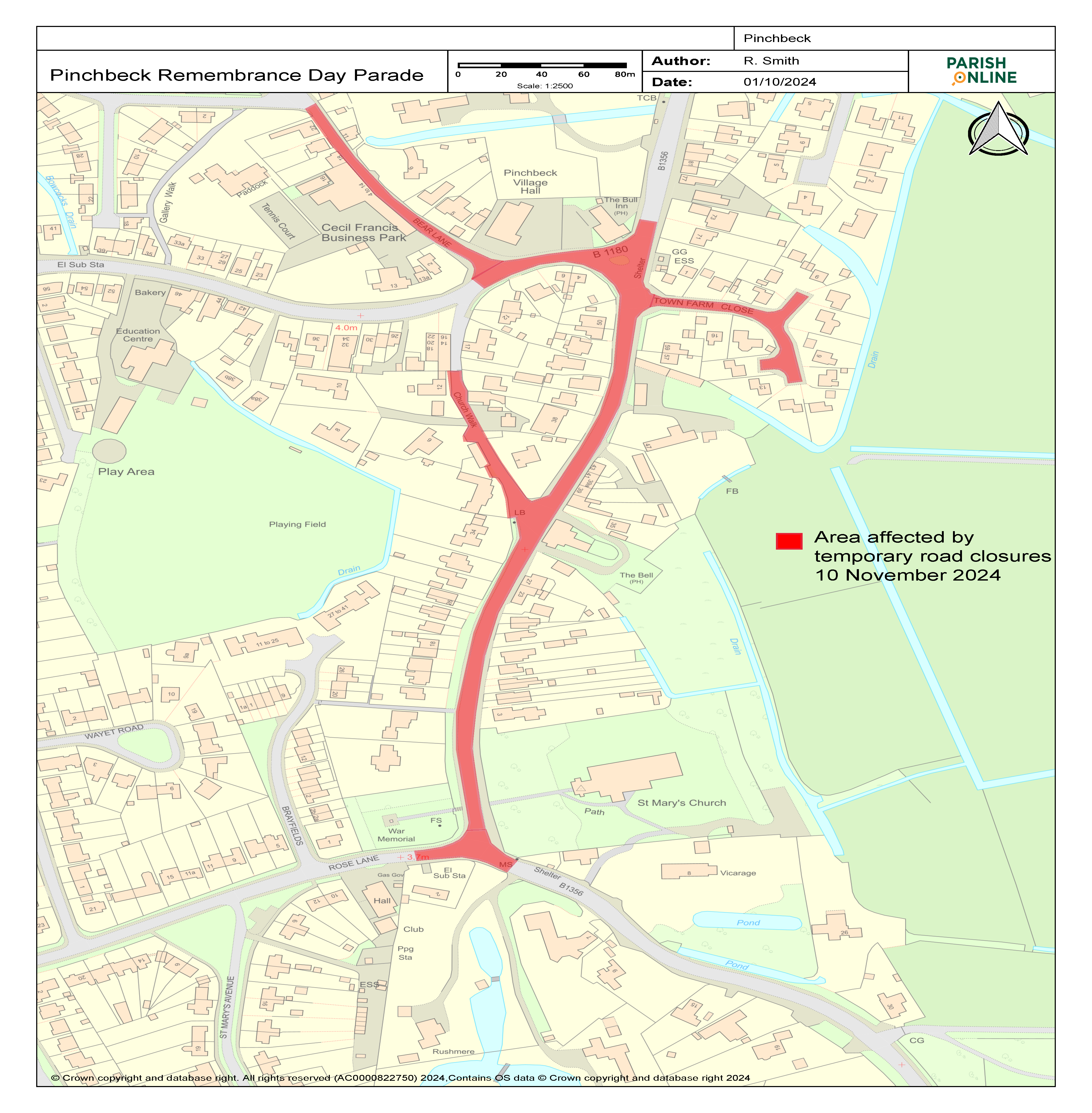 Remembrance Day Parade - Areas Affected 2024